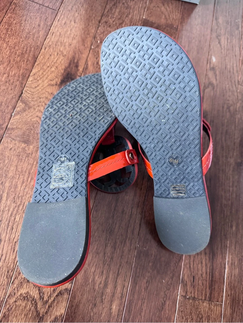 Tory Burch Orange Patent Miller Logo Thong Sandals